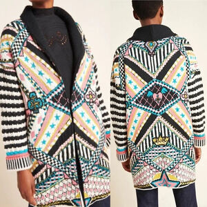Anthropologie Josefana Jacquard Sweater Coat